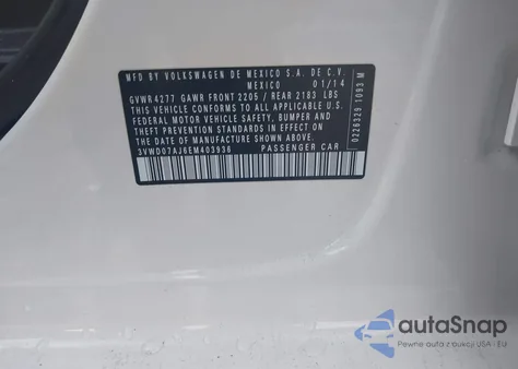 2014 Volkswagen Jetta 1.8T Se из США, поврежденный, VIN 3VWD07AJ6EM403936